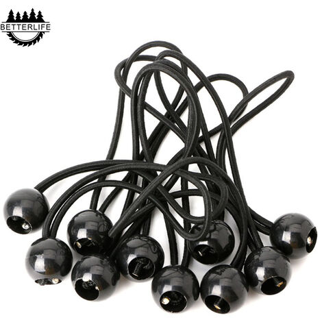 Tendeur Bache, Tendeur Boule, Tendeur Elastique Noir, Tendeur Élastique pour Pavillon,Bâche,Camping,Tente,Rideaux Harnais d’Extension(30 Pièces Noir-150mm )