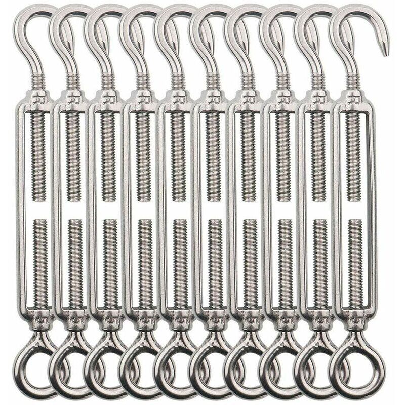 Tendeur Cable Crochet M5 (Crochet et oeil) , Tendeur Fil Acier / Tendeur Cable Inox en Acier Inoxydable 304 Pour Fil a linge , Cable Acier, Corde