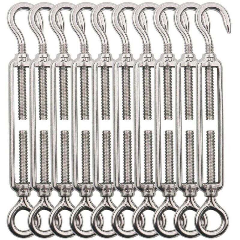 Tendeur Cable Crochet M5 (Crochet et Oeil), Tendeur Fil Acier/Tendeur Cable INOX en Acier Inoxydable 304 pour Fil a Linge, Cable Acier, Corde Acier