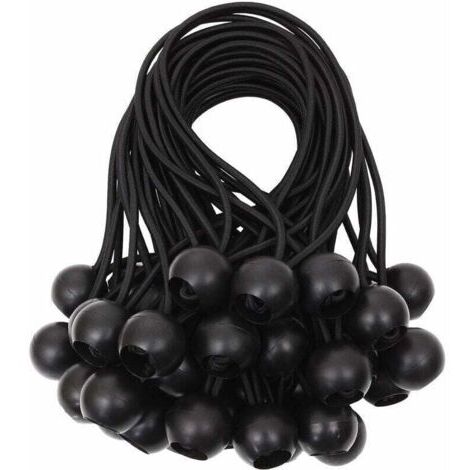 Tendeur de bâche avec boule élastique, corde en caoutchouc élastique, convient pour bannières, bâches, tonnelles, tentes, auvents, sangles d'extension, supports de bâche, blanc, 15 cm (noir, 40 pièces