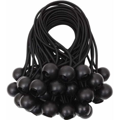 Tendeur de bâche avec boule élastique, cordon élastique en caoutchouc pour bannières, bâches, pavillons, tentes, auvents, harnais d'extension, support de bâche, blanc, 15 cm (noir, lot de 40)