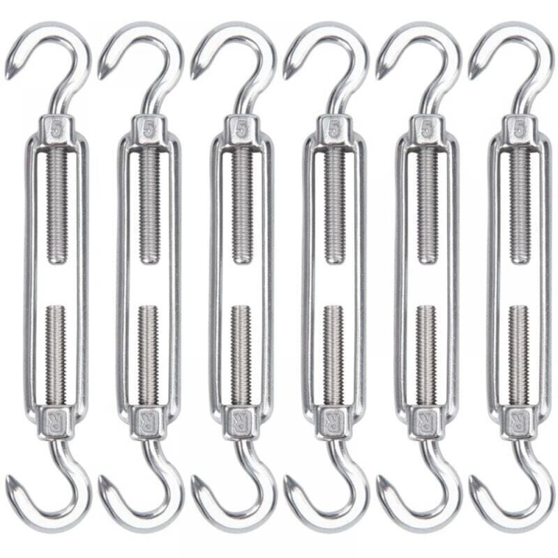 Tendeur de câble en acier inoxydable M8, lot de 6 crochets de tendeur de fil et crochets de tension robustes réglables pour montage de corde, câble,