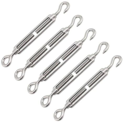 Tendeur De Cable, Tendeur Cable Acier, 5 Pièces Tendeur INOX, M6 Tendeur Cable, Tendeur Crochet Et œil Acier Inoxydable 304, Tendeur Acier, Tendeur De Fil De Tendeur M6, Tendeur De Fil Tendeur M6