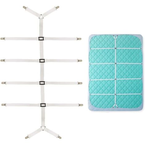 Tendeur de Drap Ajustable - Compatible avec Tous Les Matelas, Évite Le Glissement et Les Plis (Blanc)
