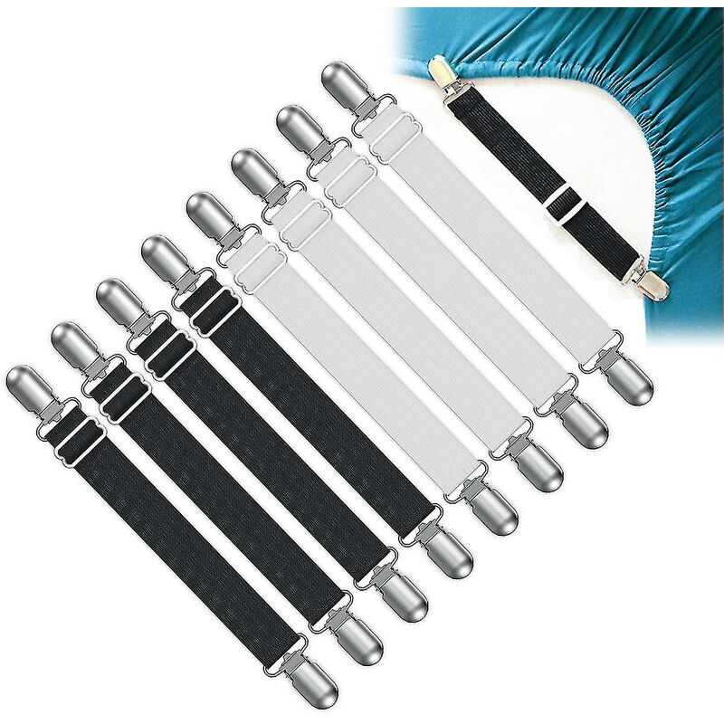 Tendeur de drap de lit réglable 8 pièces, tendeur de drap avec clips métalliques Elasti - Crea