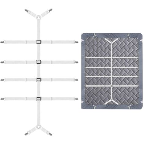 Tendeur de Drap réglable, Support de Drap avec Clips métalliques, Sangles Support de Drap, tendeur Drap Housse, Convient à Tous Les draps, draps-Housses, Matelas