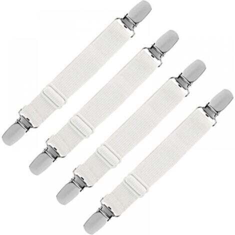Tendeur de draps élastique, sangle de maintien réglable pour draps, canapés, housses de repassage (blanc, lot de 4) s'étire 60cm
