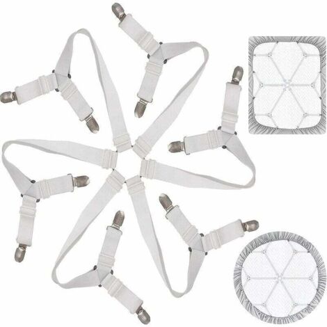 Style Long-Tendeur Drap Housse Élastique, Fixation Attache Sangle De Maintien Ajustable Pour Drap Lit Canap Housse De Repassage Blanc Lot De 4 70175030