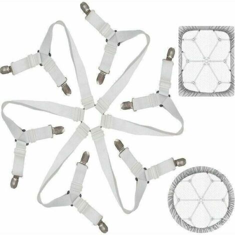 Tendeur Drap Housse Lit Drap Réglable Attache Drap Housse élastique 3 Voies 6 Ctés Feuilles De Literie Bretelles Drap De Lit Attaches Pour Draps De Lit Coussin De Canapé Matelas Blanc