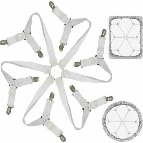 Tendeur Drap Housse Lit Drap Réglable Attache Drap Housse élastique 3 Voies 6 Ctés Feuilles De Literie Bretelles Drap De Lit Attaches Pour Draps De Lit Coussin De Canapé Matelas Blanc