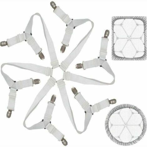 Tendeur Drap Housse Lit Drap Réglable Attache Drap Housse élastique 3 Voies 6 Ctés Feuilles De Literie Bretelles Drap De Lit Attaches Pour Draps De Lit Coussin De Canapé Matelas Blanc