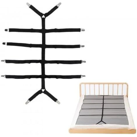 Tendeur Drap Housse Lit Drap Réglable, Tendeurs élastiques Réglables pour Drap de lit avec Pinces Métalliques, Tendeurs de Maintien, Fixation Drap Housse pour à Tous Lits et Matelas (Noir)