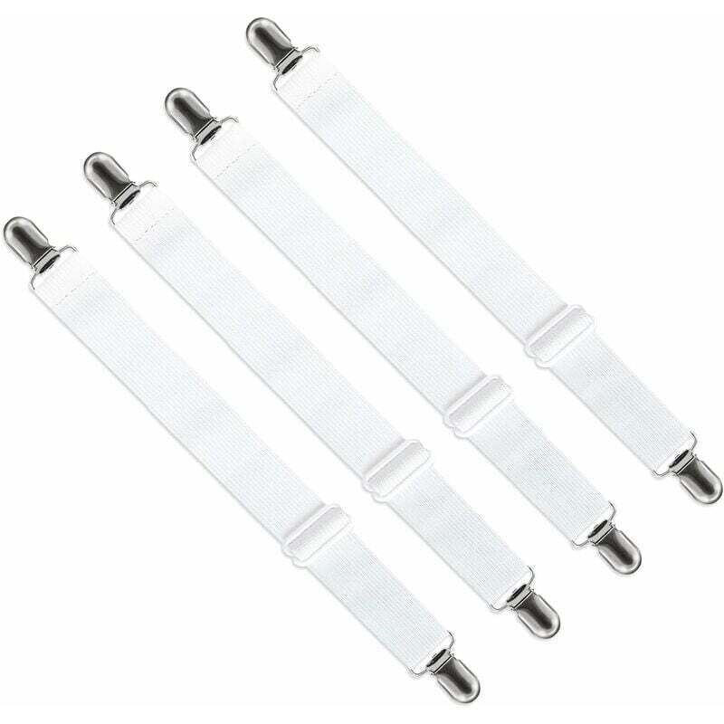 Tendeur Drap Housse Réglable 65 200cm Attache Sangle Ajustable pour Lit Canapé Lot de 4 Blanc