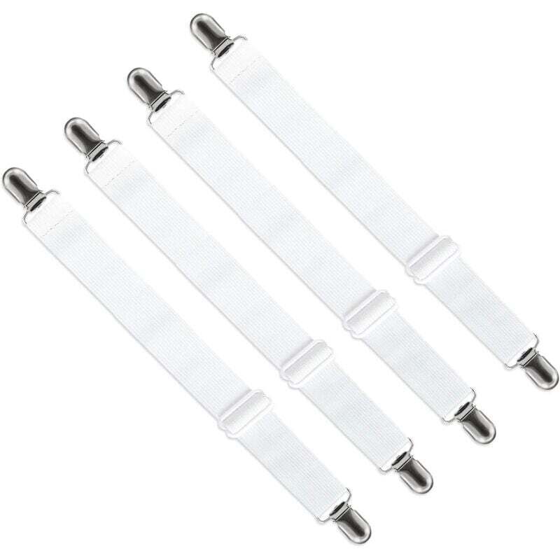 Alovez - Tendeur Drap Housse Réglable (65cm à 200cm), Fixation Attache Sangle de Maintien Ajustable pour Drap Lit, Canapé, Housse de Repassage