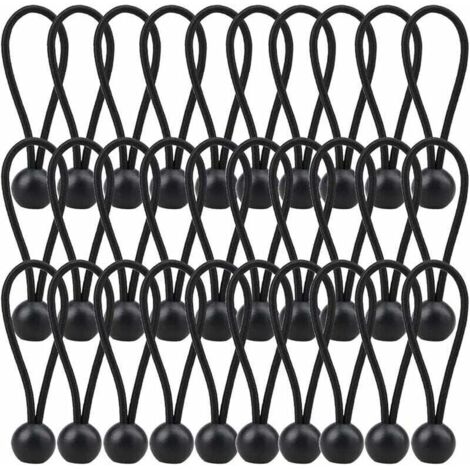 Tendeur Élastique 140mm Corde Élastique pour Bâche Pavillon Camping Tente Rideaux 30 Pièces Noir