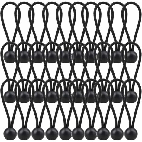 Tendeur Élastique 140mm Corde Élastique pour Bâche Pavillon Camping Tente Rideaux 30 Pièces Noir
