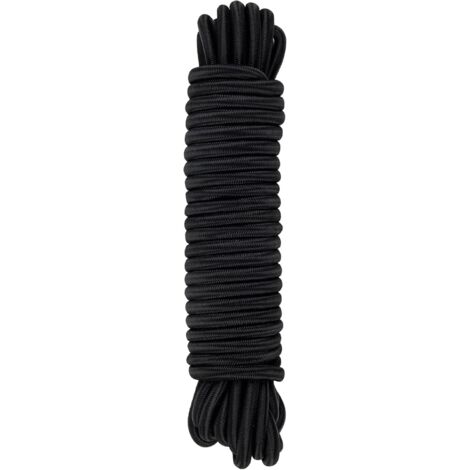Tendeur Élastique Noir, 8 mm x 10 m, Corde en Polypropylène pour Fixation