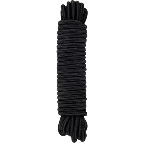 Tendeur Élastique Noir, 8 mm x 10 m, Corde en Polypropylène pour Fixation
