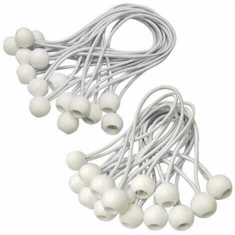 Tendeur Elastique,Sandow Elastique,30 Pièces Tendeur Bache pour Bannière, Bâche, Pavillon,Tente,Rideaux Harnais D’extension,Support de Bâche (Blanc-150mm)