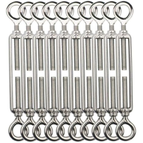 Tendeur Fil De Fer,M5 Tendeurs De Fil,Tendeur De Cable Crochet Et Crochet,Tendeurs De Cable En Acier Inoxydable 304,Utilisé Pour Cordes À Linge,Suspendre,Cable De Garde Corps -10 Pièces OO