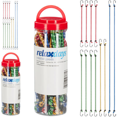 Tendeur, lot de 24, sangle pour voiture et vélo, extenseur universel, 35 cm-1 m, 4 tailles, plusieurs couleurs