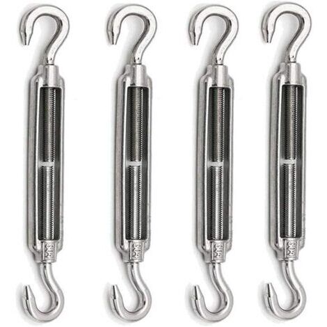 Tendeurs Câble Inoxydable 4 Pièces - Ridoir M5, Tendeur de Fil Crochet & Vis Tendeur Résistant, Facile à Utiliser pour Tensionner Câbles, Fil et Lignes