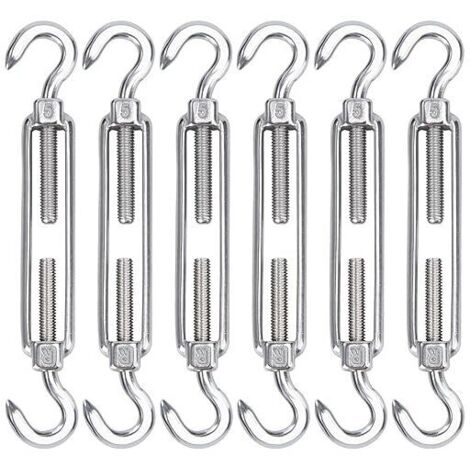 Tendeurs de câble en acier inoxydable M5, lot de 6 crochets et crochets tendeurs de fil, crochets et crochets de tension robustes réglables pour corde à linge, treillis métallique pour i