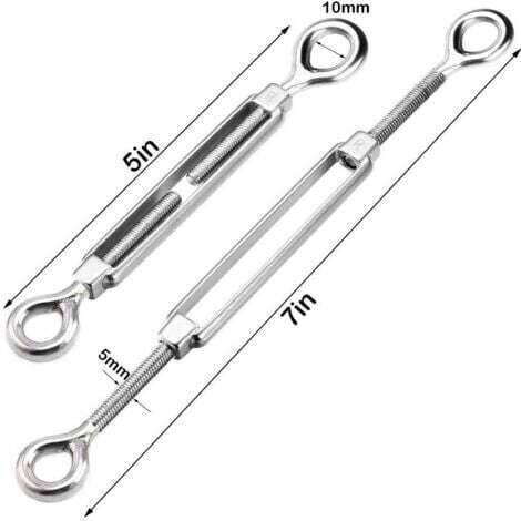 Tendeurs de câble métallique, tendeurs de câble M5, crochets de tension de câble, tendeurs de câble en acier inoxydable 304, pour cordes à linge, suspensions et câbles de garde-corps - Lot de 10