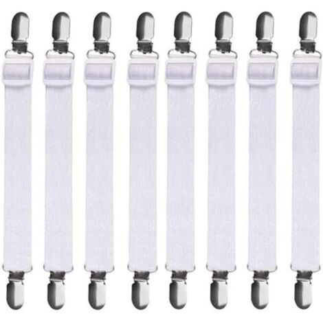 Tendeurs de drap housse réglables 60–200 cm (8 pièces), noir, pour tous les lits et matelas, maintien optimal