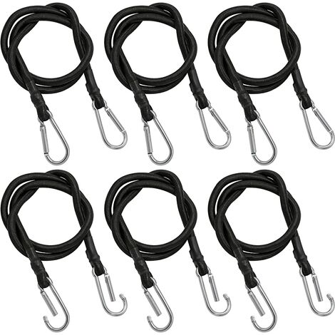 Tendeurs Elastique. 6 Pièces 100cm Caoutchouc élastiques Sandows avec Mousquetons Crochets. Haute Qualité Tendeur Bagages pour pour Voiture. Auto. Motos. Vélos