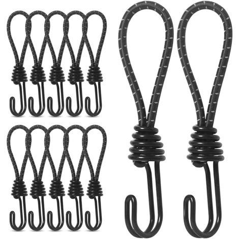 LRAPTY Tendeurs Elastique avec Crochets, 12 Pcs Tendeur Bache Tendeurs Universels avec Attaches pour Sangle élastique, bâches, Affiches, Support de Bâche, Caoutchouc de Bâche,Tendeur Caoutchouc
