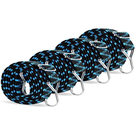 Tendeurs Elastique Plat avec Crochets 2M,Sandow Reglable Elastique avec Crochet Métal,Corde Elastique pour Bagages, Sangle Demenagement Elastique Large pour Velo, Moto, Voiture