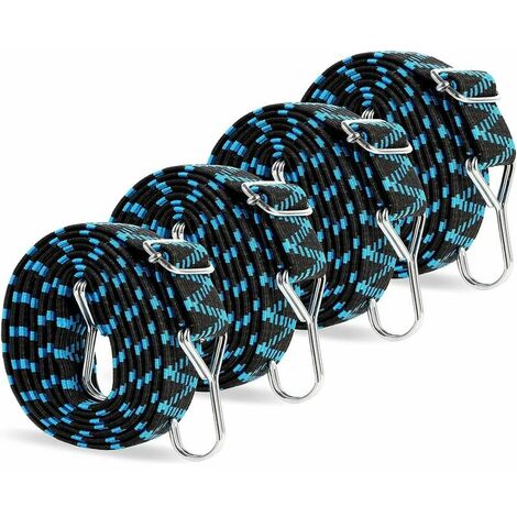 Tendeurs Elastique Plat avec Crochets 2M,Sandow Reglable Elastique avec Crochet Métal,Corde Elastique pour Bagages, Sangle Demenagement Elastique Large pour Velo,Moto,Voiture,Bache,Camping,Remorque
