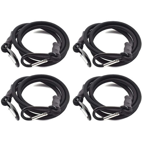Tendeurs,Sandow Elastique,Tendeurs Elastique avec Crochets,4 Pièces Tendeur Elastique Noir,Sandow avec Crochet pour Tendeurs Porte Bagage（1m）