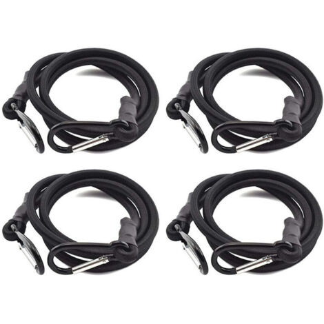Tendeurs,Sandow Elastique,Tendeurs Elastique avec Crochets,4 Pièces Tendeur Elastique Noir,Sandow avec Crochet pour Tendeurs Porte Bagage（1m）