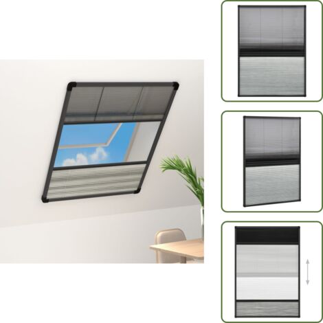 Tendina PET - vidaXL Zanzariera Plissettata Finestra Alluminio 80x120 cm con Tendina - Zanzariera alluminio