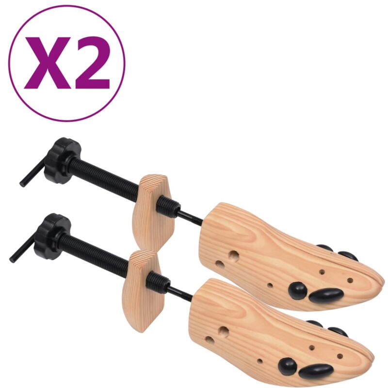 Tendiscarpe 2 Paia Taglia 36-40 in Legno Massello di Pino - Vidaxl