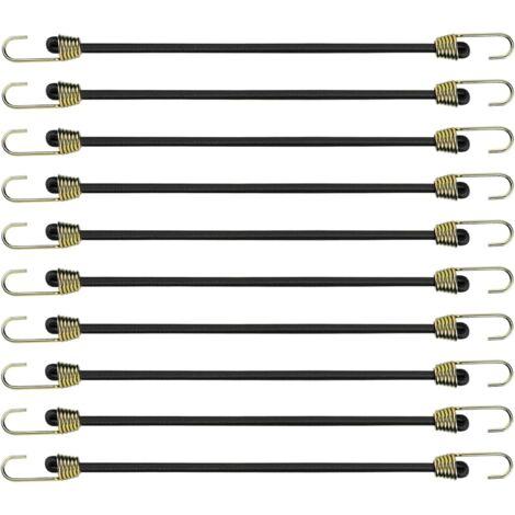 Tenditori elastici da 10 pezzi con ganci, corda piccola regolabile da 24 cm con mini attacco in gomma Cavo per bagagli resistente Cinghia di tensione universale per fissaggio tenda da campeggio