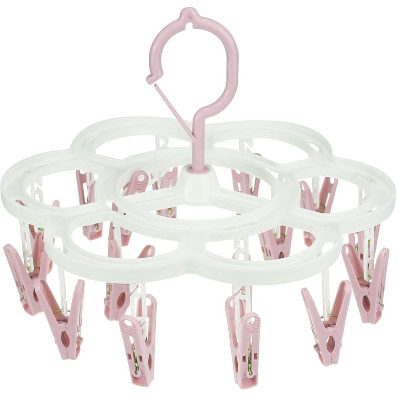Tendoir à pinces à linge, cintres à linge avec 16 clips, cintre à pince pour sécher les sous-vêtements, vêtements de bébé, chaussettes,