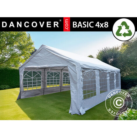 Tendone gazebo per feste Basic 4x8m PE 500, Bianco