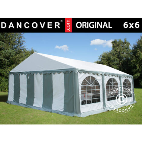 Tendone gazebo per feste Original 6x6m PVC 900, Grigio/Bianco