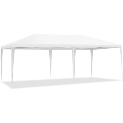 Tendone impermeabile portatile con 4 pareti rimovibili, Gazebo da esterno 6x3x2,5m Bianco
