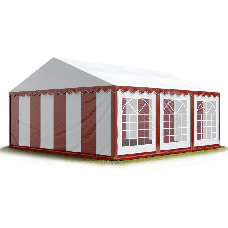 Intent24 - Tendone per feste 4x6 m pvc rosso-bianco 100% impermeabile Gazebo da giardino Tendone da esterno Tenda party