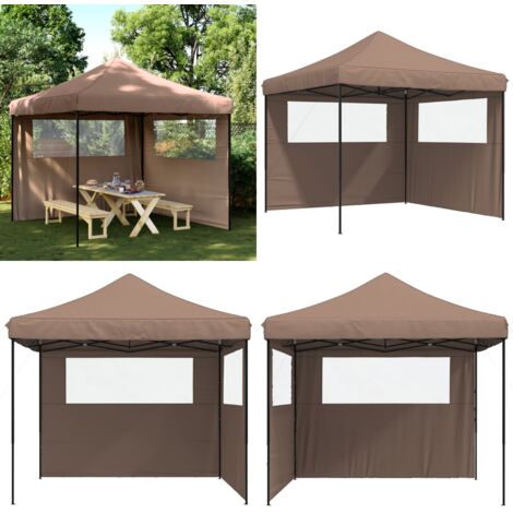 Tendone per Feste Pieghevole Pop-Up con 2 Pareti Marrone - Tenda per feste - Tenda da giardino
