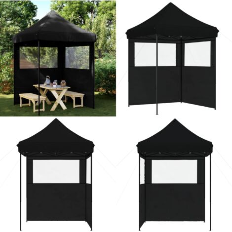 Tendone per Feste Pieghevole Pop-Up con 2 Pareti Nero - Tenda per feste - Tenda da giardino