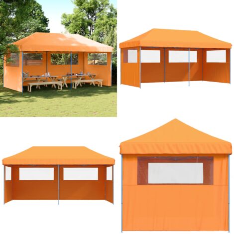 Tendone per Feste Pieghevole Pop-Up con 3 Pareti Arancione - Tenda per feste - Tenda da giardino