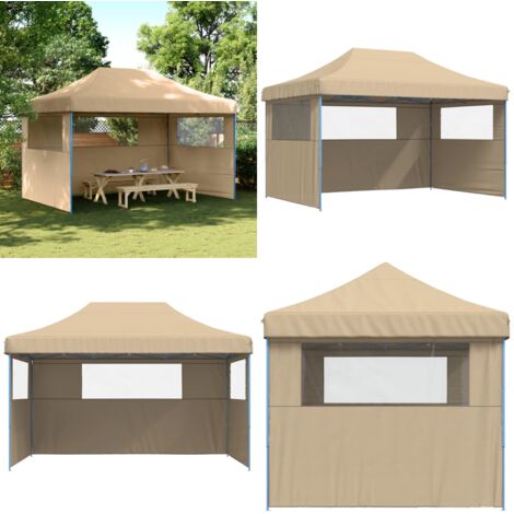 Tendone per Feste Pieghevole Pop-Up con 3 Pareti Beige - Tenda per feste - Tenda da giardino