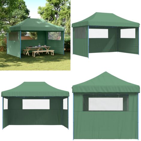 Tendone per Feste Pieghevole Pop-Up con 3 Pareti Verde - Tenda per feste - Tenda pieghevole