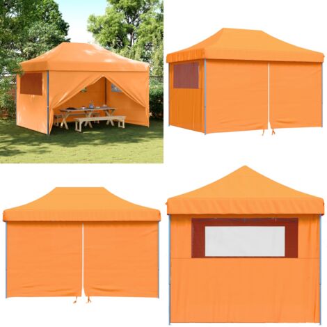 Tendone per Feste Pieghevole Pop-Up con 4 Pareti Arancione - Tenda per eventi - Tenda per feste