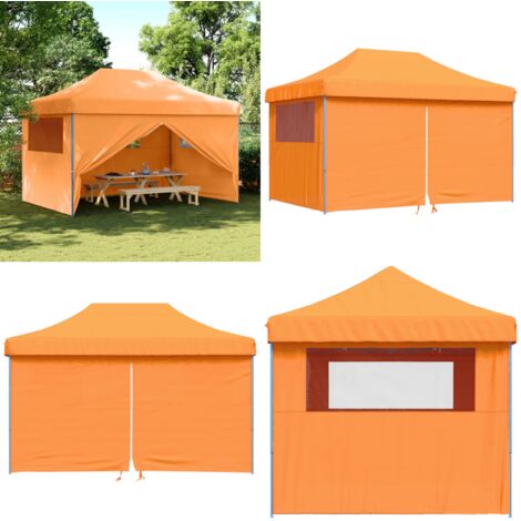 Tendone per Feste Pieghevole Pop-Up con 4 Pareti Arancione - Tenda per eventi - Tenda per feste